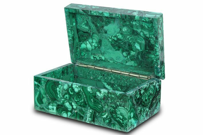 Flowery Hinged Malachite Jewelry Box - DR Congo #381129